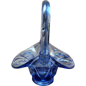 6" Fenton Art Glass Small Periwinkle Blue Basket Vase