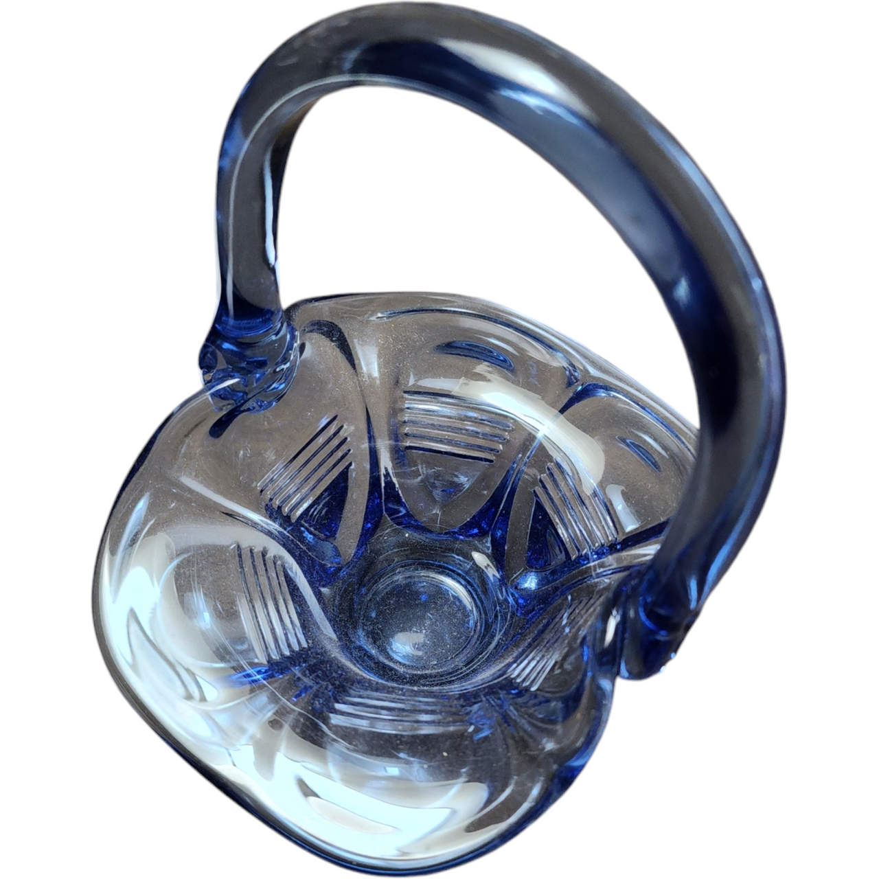 6" Fenton Art Glass Small Periwinkle Blue Basket Vase
