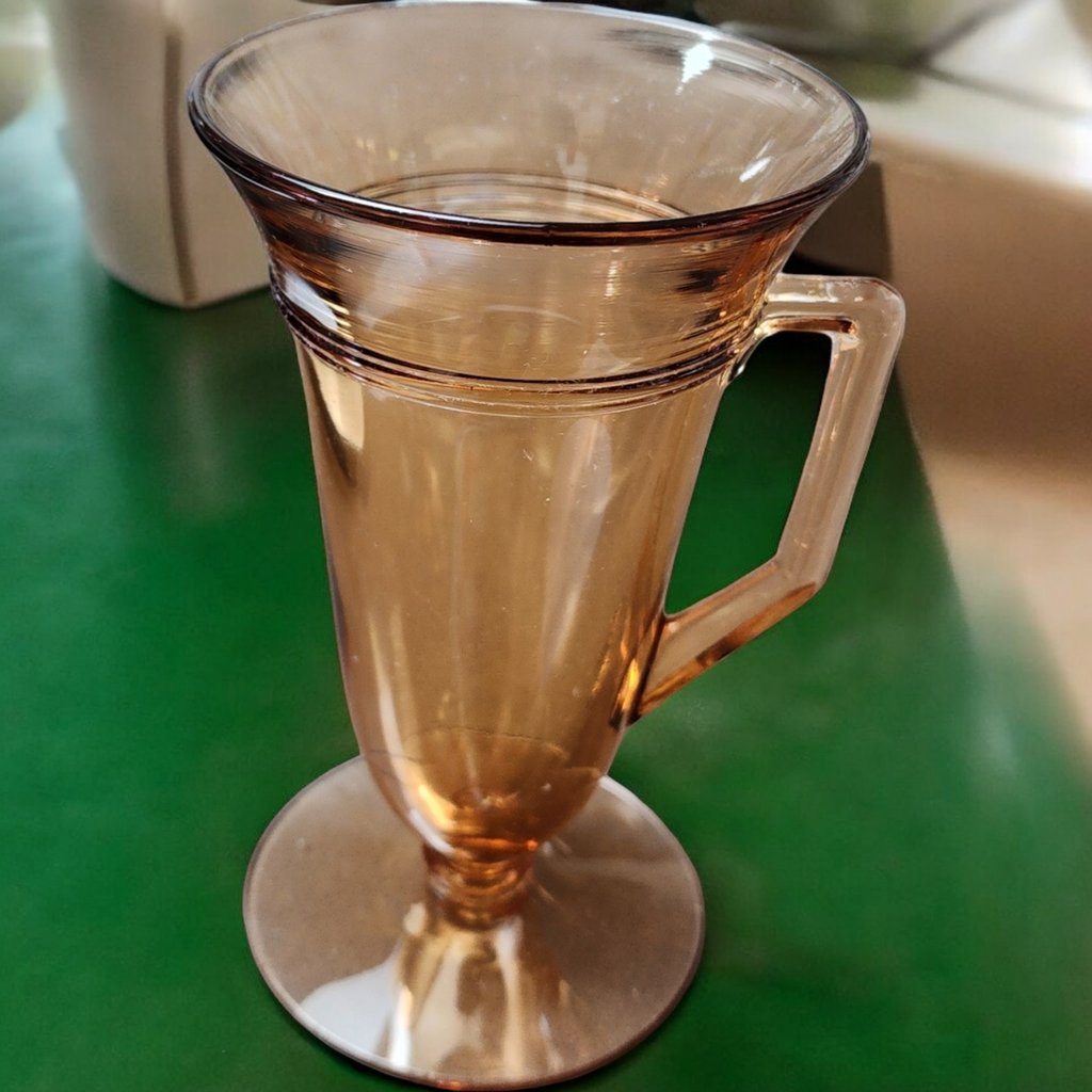 6" Fostoria Priscilla Amber Glass Handled Tumbler