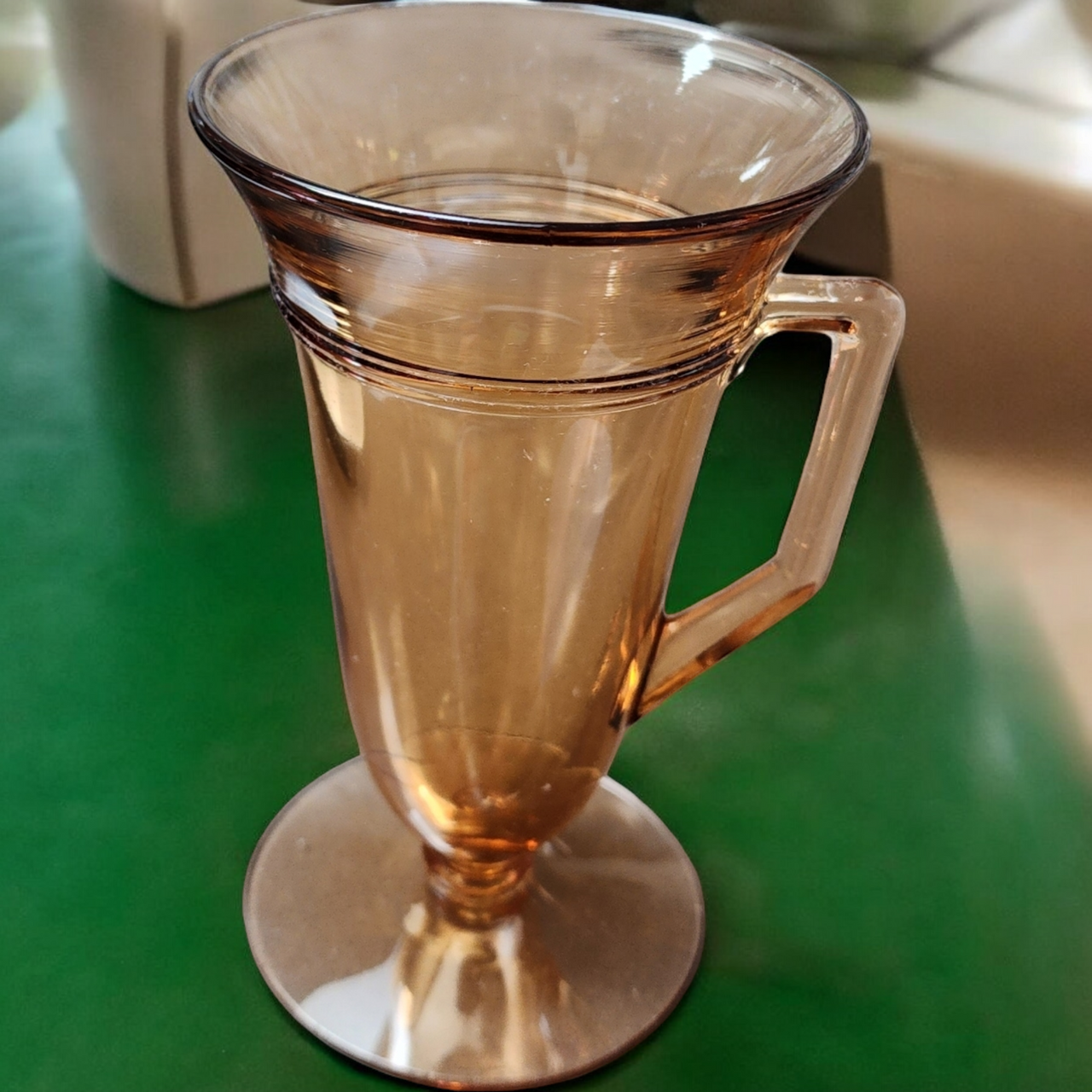 6" Fostoria Priscilla Amber Glass Handled Tumbler