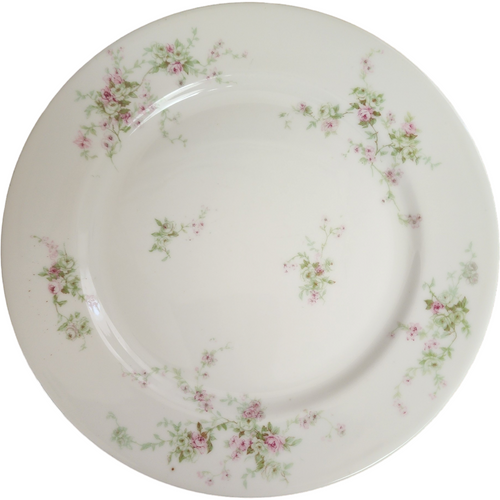 6" Haviland Limoges Theo Smooth Off White Pink Roses Bread & Butter Plate France