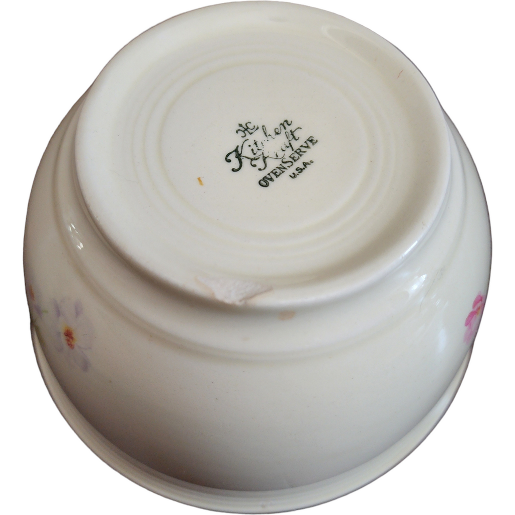 6" Homer Laughlin Fluffy Virginia Rose Pink & White Flowers Mixing Bowl