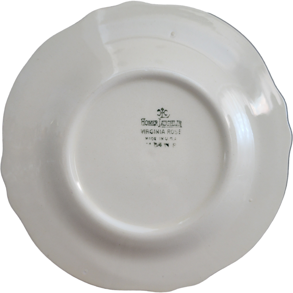 6" Homer Laughlin Fluffy Virginia Rose Platinum Trim Pink & White Flowers Bread & Butter Plate