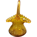 Kanawha Amber Grape Pressed Glass Double Crimped Basket