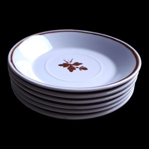6" Meakin, Alfred Copper Tea Leaf Center Ironstone Saucer for Flat Cup Set of 6