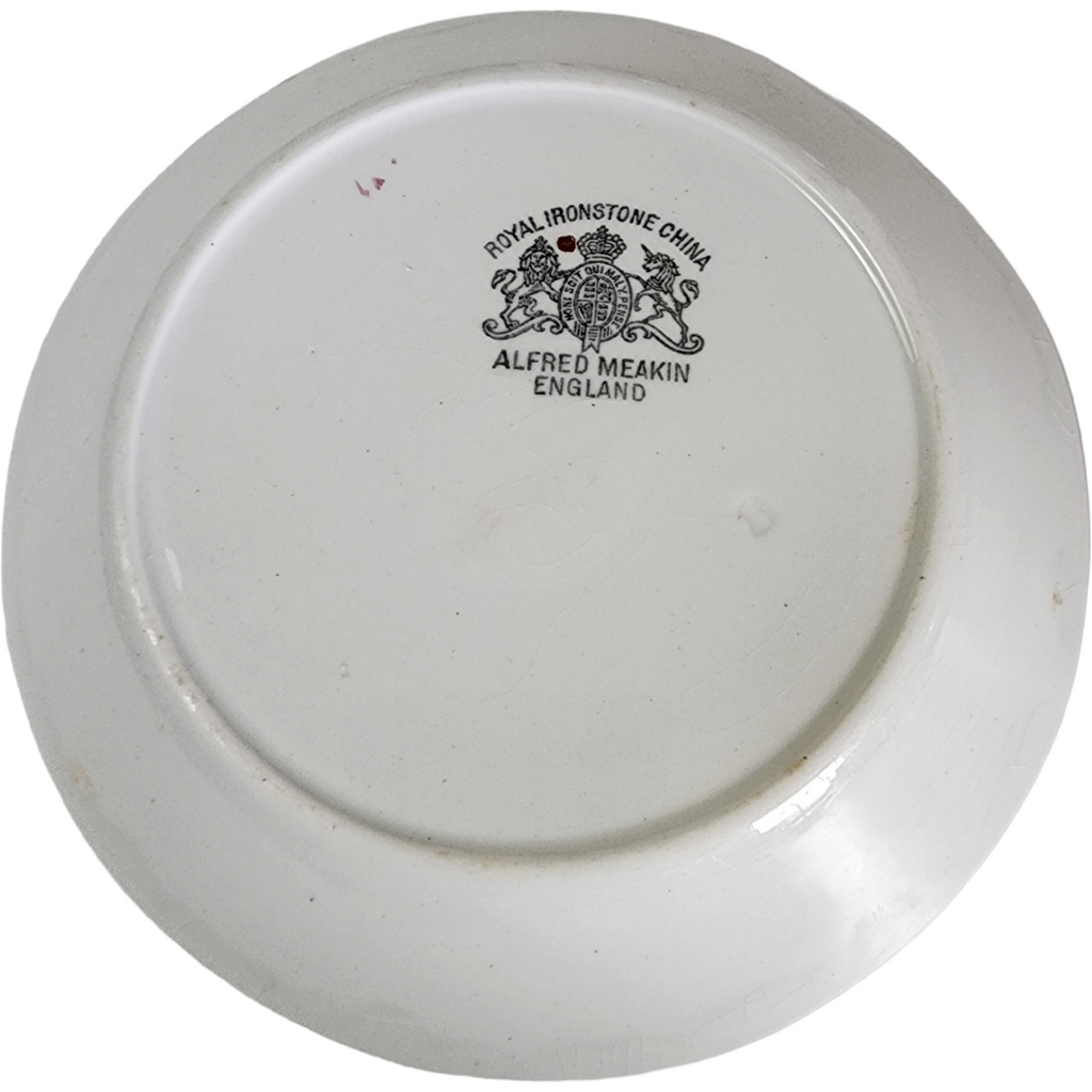 6" Meakin, Alfred Copper Tea Leaf Center Ironstone Saucer for Flat Cup