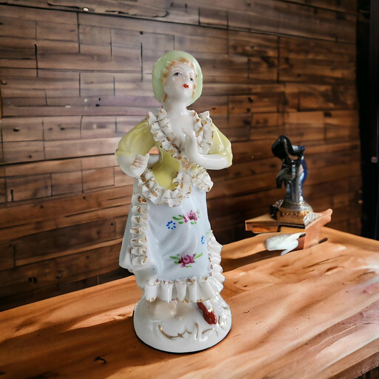 6" Occupied Japan Girl Lace Porcelain Figurine