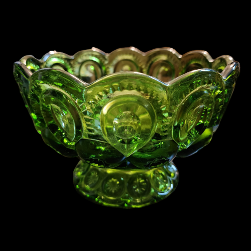 6" Smith Glass Moon and Star Green Compote No Lid