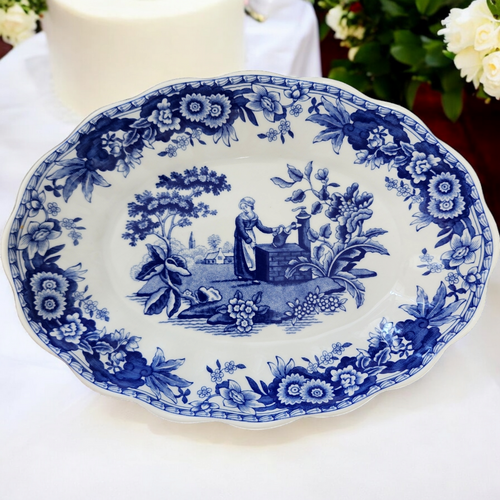 6" Spode Blue Room Collection Oval Fluted Tray