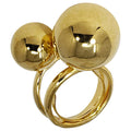 Kenneth Jay Lane KJL Gold Chucky Ball Double Cocktail Statement Ring