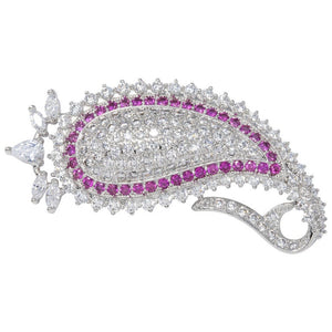 Kenneth Jay Lane KJL CZ Embellished Pave Crystal Paisley Motif Pin Brooch
