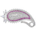 Kenneth Jay Lane KJL CZ Embellished Pave Crystal Paisley Motif Pin Brooch