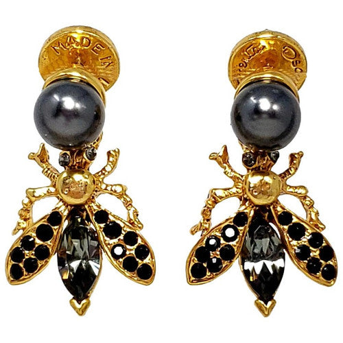 Oscar de la Renta Faux Tahitian Pearl Jeweled Fly Dangling Earring