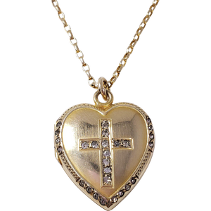 Vintage 10K Gold Filled Holy Cross Heart Shaped Locket