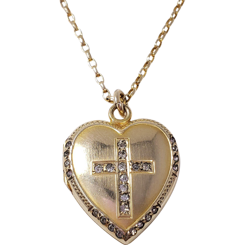Vintage 10K Gold Filled Holy Cross Heart Shaped Locket