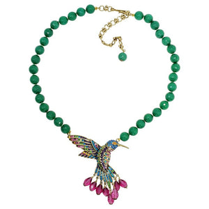 Heidi Daus Sincere Joy Beaded Hummingbird Drop Necklace