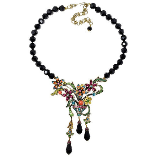 Heidi Daus Perfect Arrangement Beaded Crystal Dangling Flower Pendant Necklace