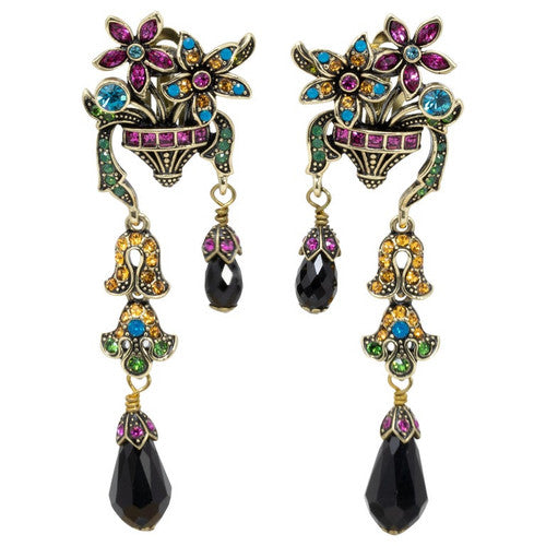 Heidi Daus Perfect Arrangement Dangling Crystal Flower Garden Clip on Earrings