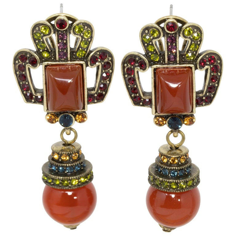Heidi Daus Sparkle and Shine Lantern Crystal Dangling Clip Post Earrings