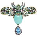 Heidi Daus Bee Jeweled Embellished Turquoise Cabochon and Crystal Pin Brooch
