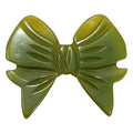 Apple Green Accented Bakelite Bow Pin Brooch, Early 1900s