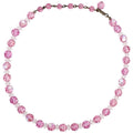 Laguna Pink Rose Faceted Crystal Bead Necklace with Vintage Brass Hook Clasp