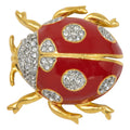 KJL Kenneth Jay Lane Clear Crystal Lady Bug Pin, Red and Black Enamel