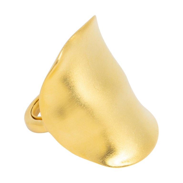 Kenneth Jay Lane Satin Gold Cocktail Statement Ring, KJL, Modern