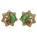 ART Arthur Pepper Retro Jade and Amethyst Faux Pearl Clip On Star Earrings