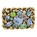 Barclay Gold Jewels of India Collection Pin Brooch, Aquamarine, Peridot Crystal