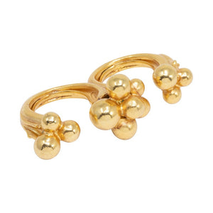 Oscar de la Renta Gold Mimosa Flower Two Finger Ring, Contemporary Statement Style