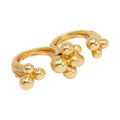 Oscar de la Renta Gold Mimosa Flower Two Finger Ring, Contemporary Statement Style