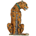 Heidi Daus Feline and Fierce Tiger Pin Brooch, Crystal Emerald, Topaz, Hematite