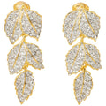 Kenneth Jay Lane Gold Pave Crystal Leaves Link Drop Clip On Earrings, KJL
