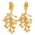 Oscar de la Renta Golden Mimosa Flower Drop Clip on Earrings, Contemporary