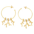Oscar de la Renta Gold Coral and Pearl Dangle Hoop Earrings Contemporary