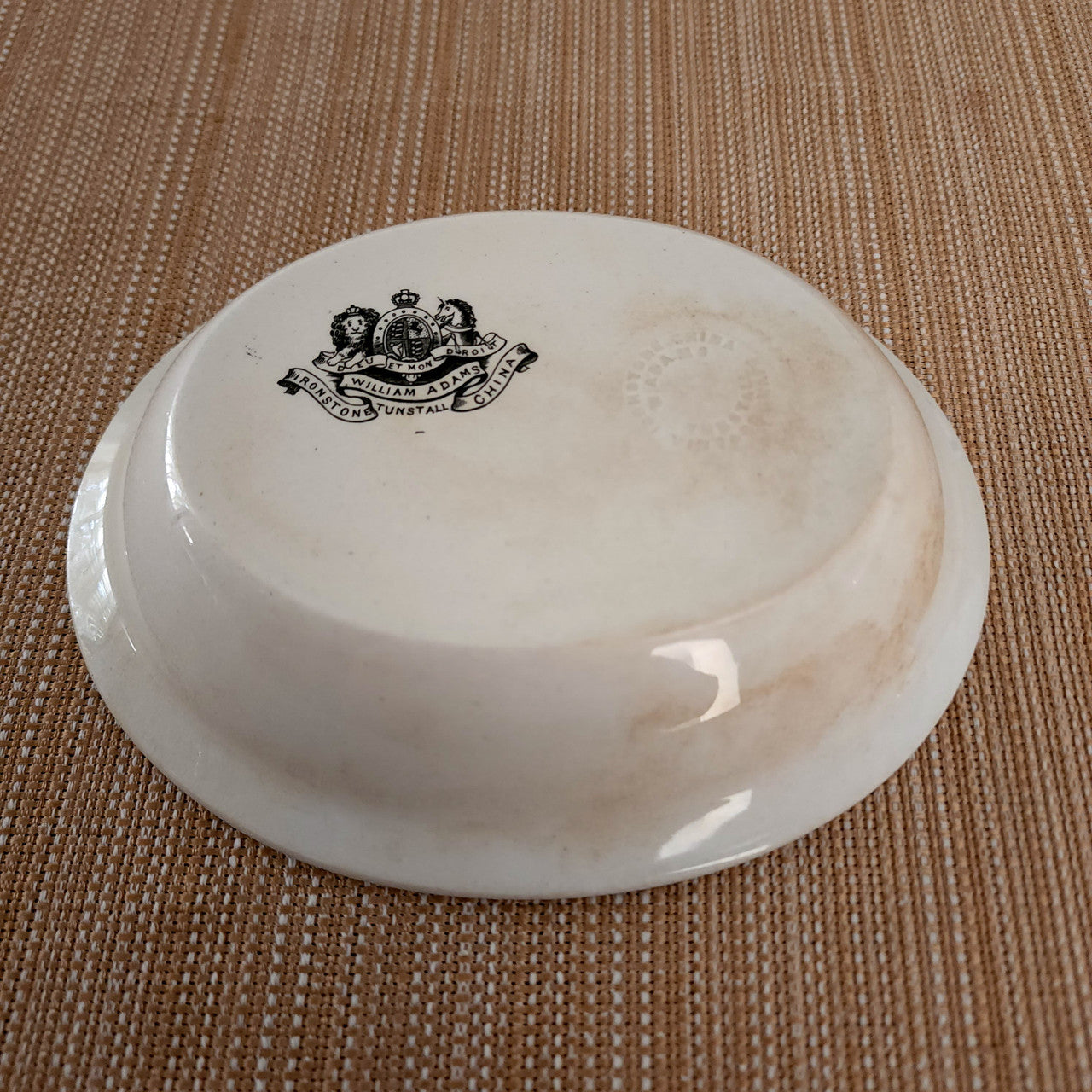 7 1/4" Antique WILLIAM ADAMS Ironstone Tunstall China Oval Bowl