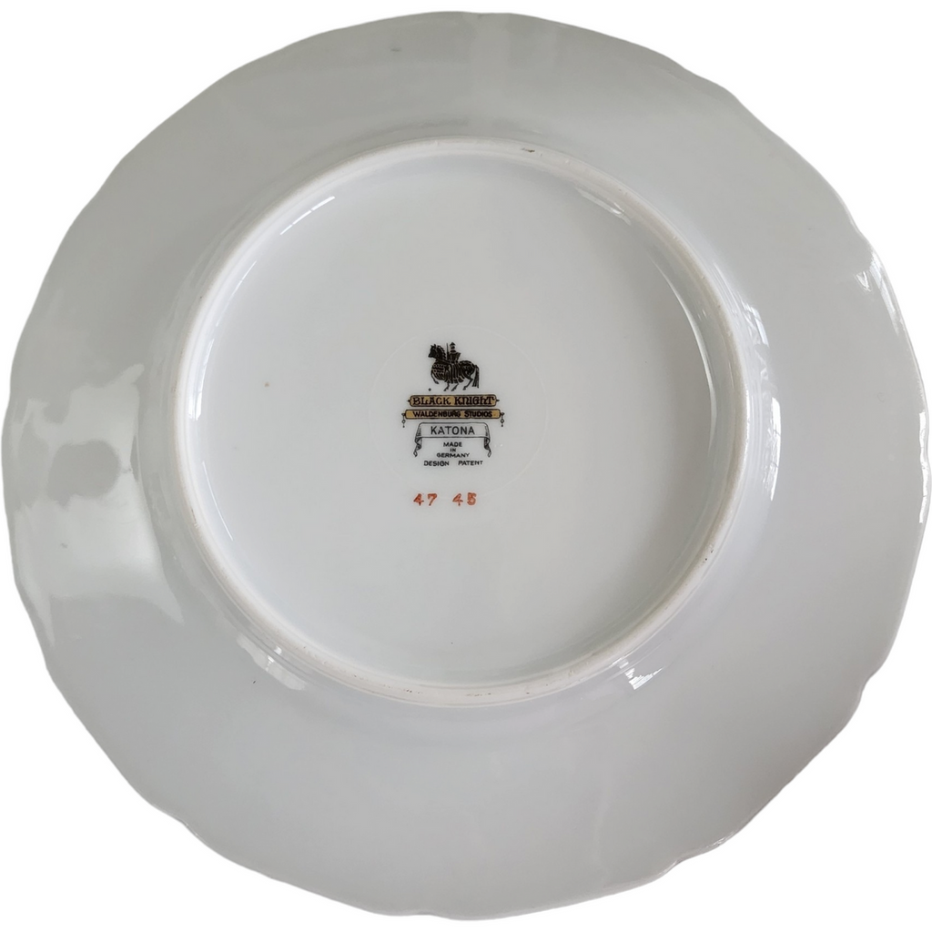 7" Black Knight Katona Cream Rim Floral Gold Salad Plate