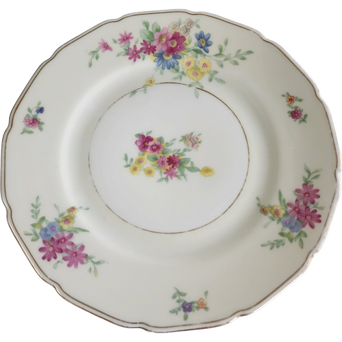 7" Black Knight Katona Cream Rim Floral Gold Salad Plate