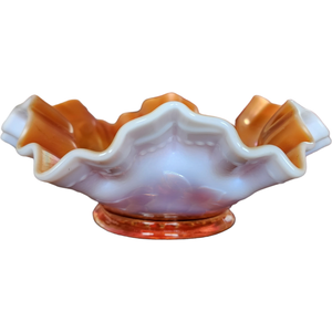 7" Dugan Marigold Carnival Glass Round Double Crimped Bowl