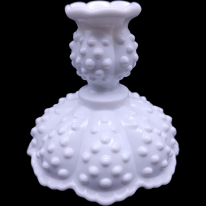 7" Fenton Hobnail Milk Glass Single Light Candlestick