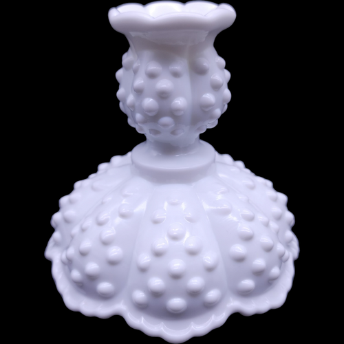 7" Fenton Hobnail Milk Glass Single Light Candlestick