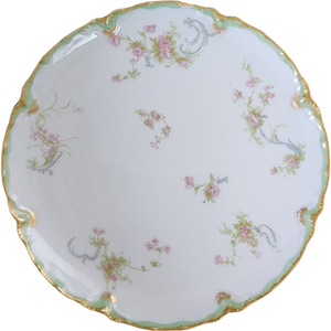 7" Haviland Limoges Schleiger Green Band, Pink Roses Salad Plate