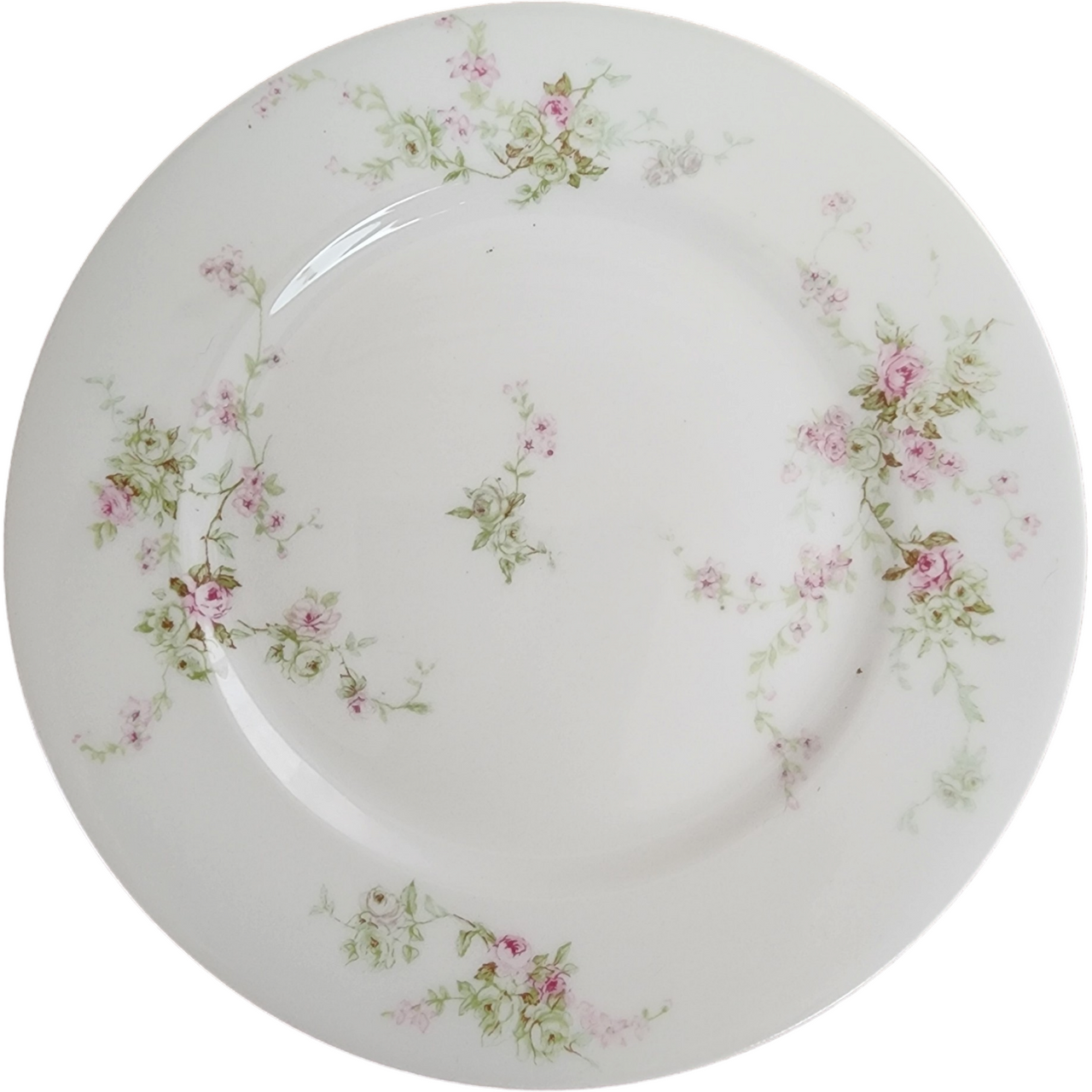 7" Haviland Limoges Theo Smooth Off White Pink Roses Salad Plate France