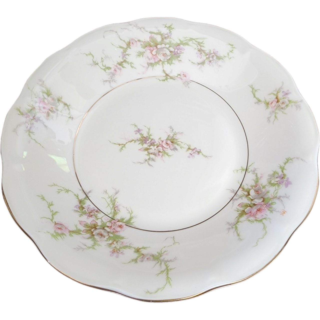 7" Haviland Rosalinde New York Scallop Pink, Lavender & White Flowers Coupe Soup Bowl