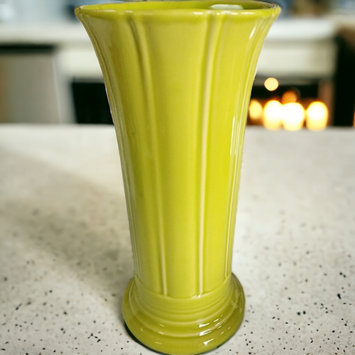 7" Homer Laughlin Fiesta Lemongrass Yellow Green Flared Small Vase