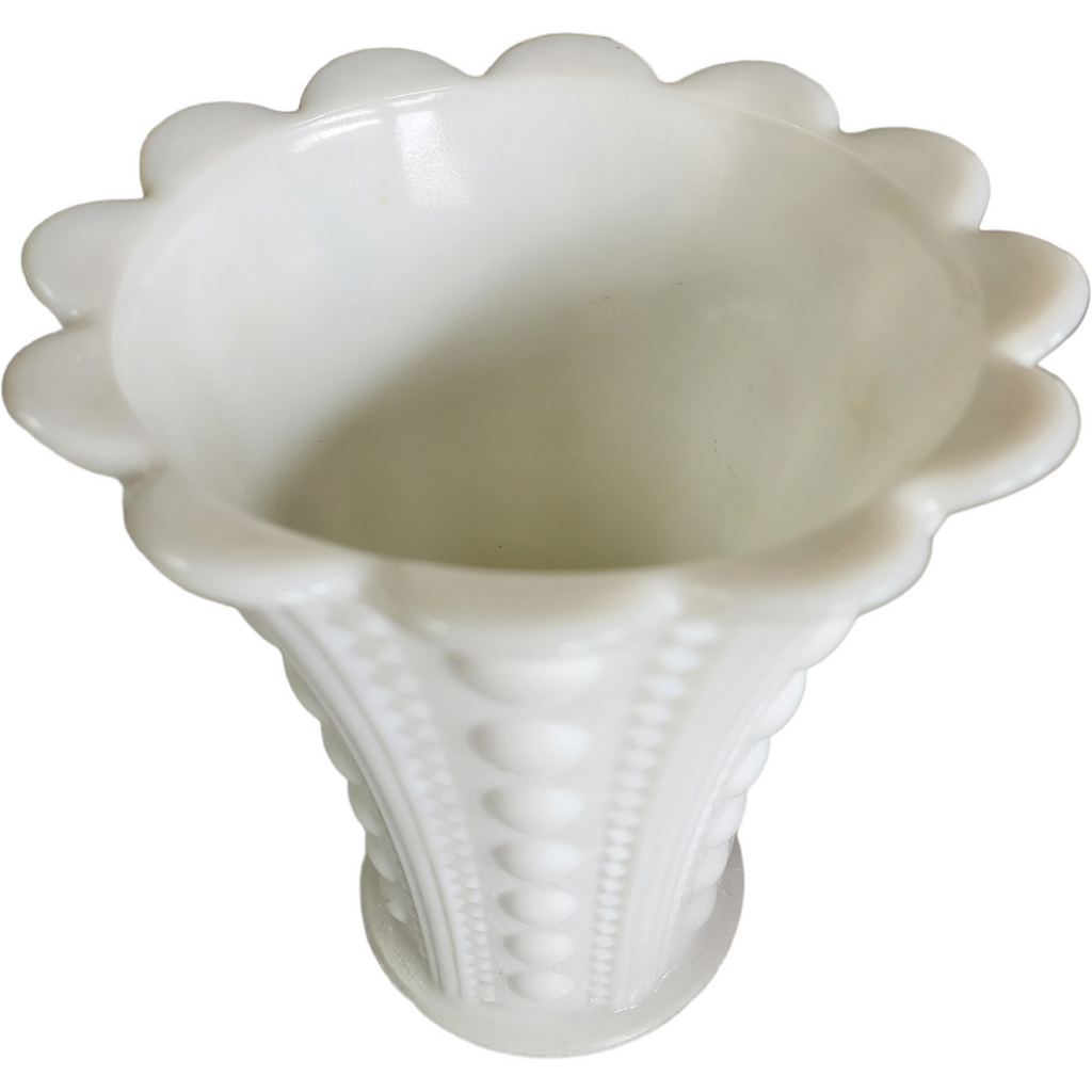7" McKee EAPG Early American Zipper & Jewel Milkglass Flower Vase