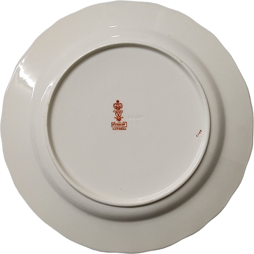 8"Royal Crown Derby Meynell Floral Pattern on Pale Yellow Luncheon Plate