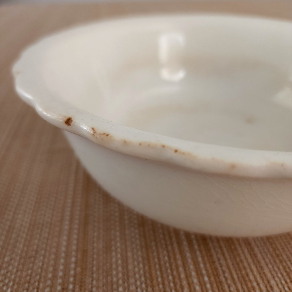 8 1/8" Antique White Ironstone China Warranted Bowl