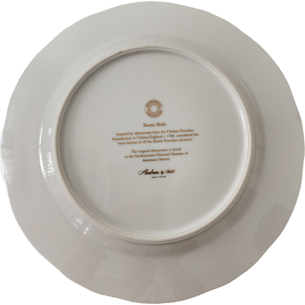 8" Andrea by Sadek Multicolor Exotic Birds Gold Scrolls Salad Dessert Plate